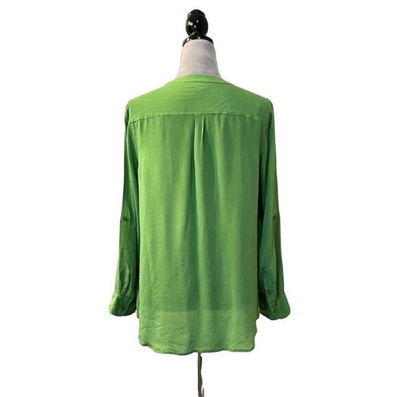 Talbots Petites Silk Blouse 14 Green Long Sleeve Casual Top Button Up Grannycore - Picture 5 of 9